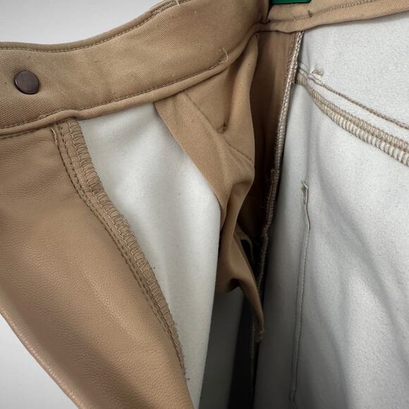 Abercrombie & Fitch Women's 4 90s Straight Ultra High Rise Faux Leather Pant Tan - Picture 11 of 12